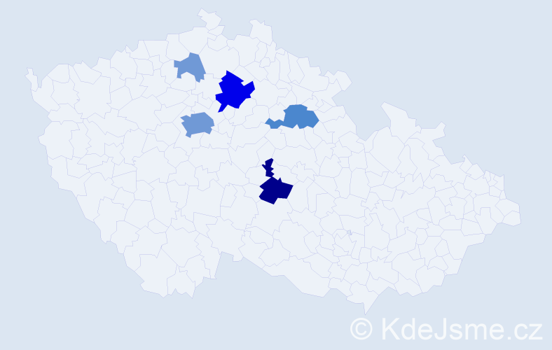 Příjmení: 'Cápová', počet výskytů 18 v celé ČR