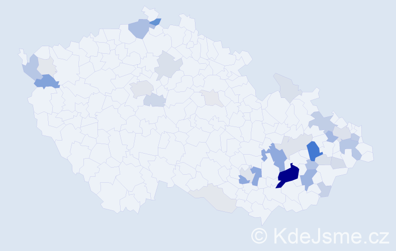 Příjmení: 'Frkal', počet výskytů 126 v celé ČR