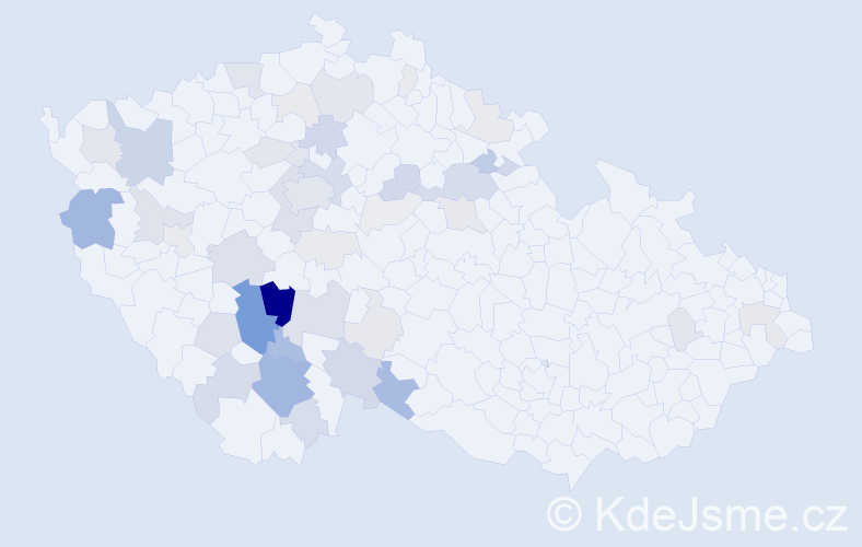 Příjmení: 'Kálal', počet výskytů 152 v celé ČR