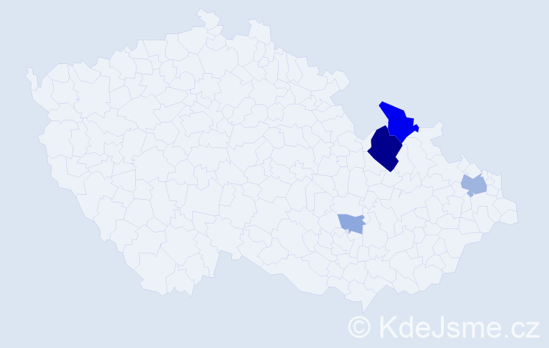 Příjmení: 'Kymadze', počet výskytů 13 v celé ČR