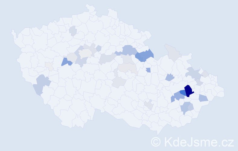 Příjmení: 'Kulička', počet výskytů 105 v celé ČR