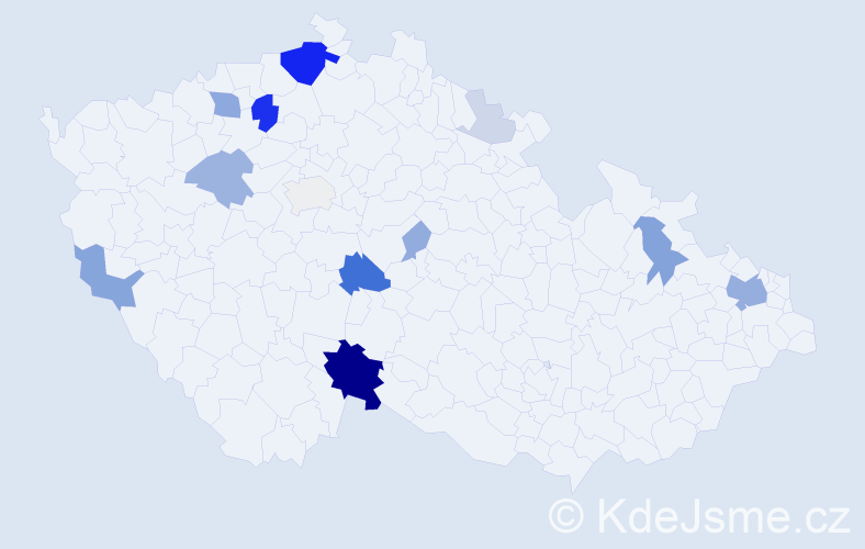 Příjmení: 'Kalajová', počet výskytů 48 v celé ČR