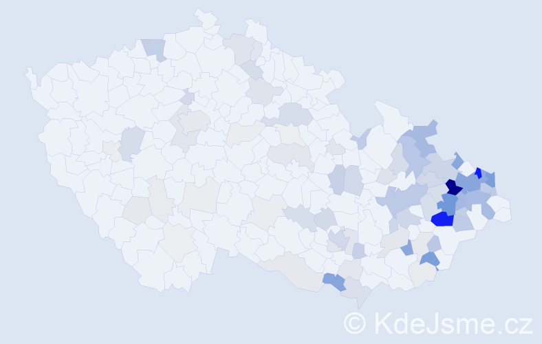 Příjmení: 'Rusek', počet výskytů 395 v celé ČR