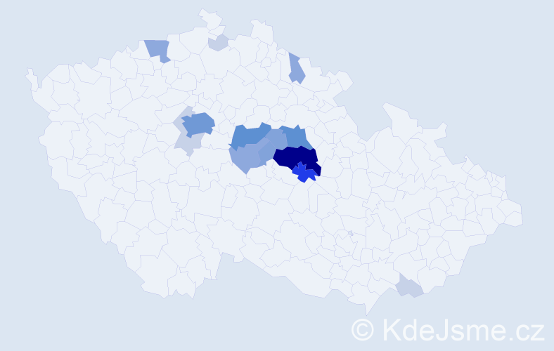 Příjmení: 'Brebera', počet výskytů 49 v celé ČR