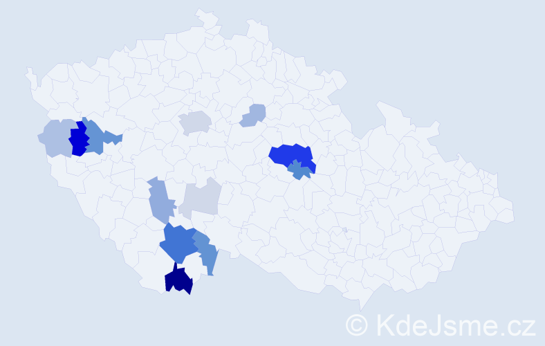 Příjmení: 'Tvrzická', počet výskytů 51 v celé ČR