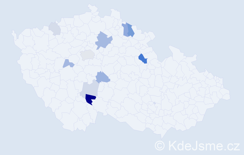 Příjmení: 'Chlumák', počet výskytů 22 v celé ČR