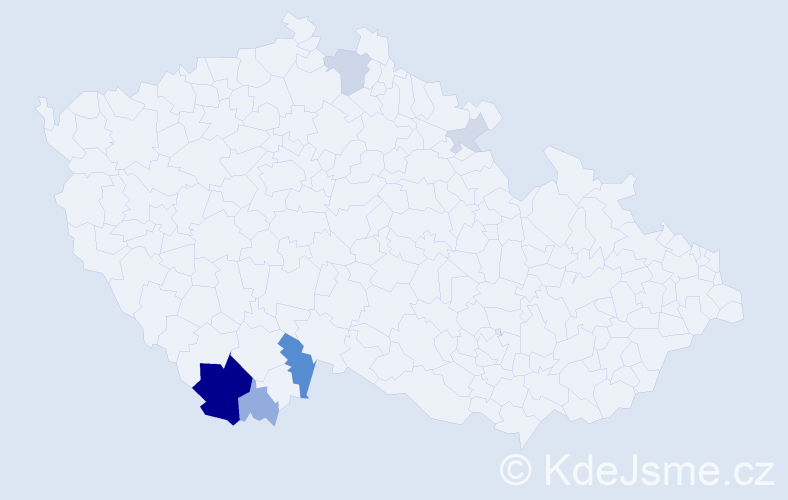 Příjmení: 'Biňovská', počet výskytů 18 v celé ČR