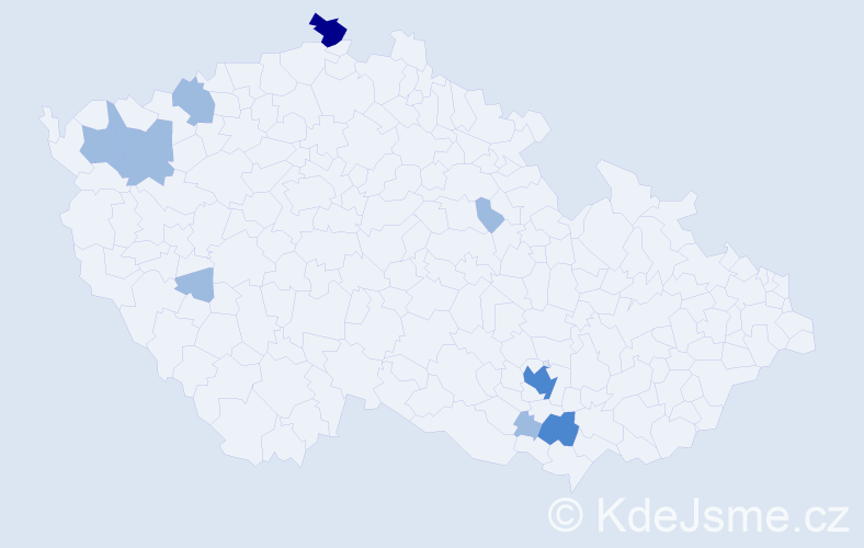 Příjmení: 'Wenisch', počet výskytů 14 v celé ČR