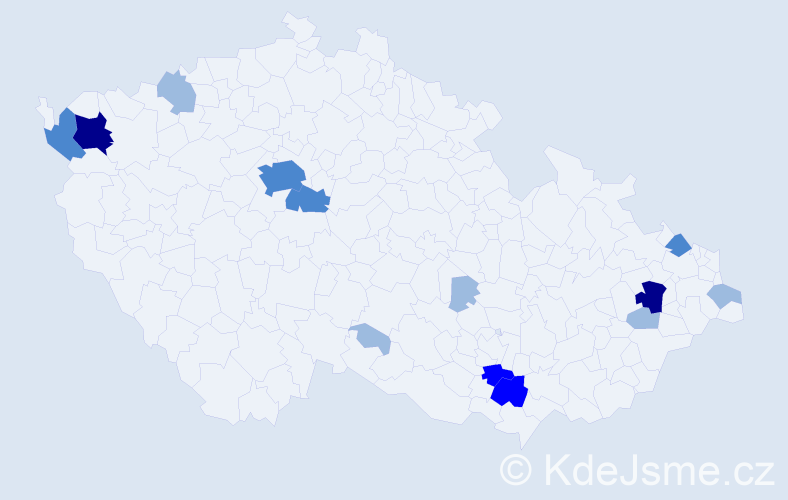 Příjmení: 'Wesselá', počet výskytů 27 v celé ČR
