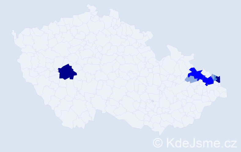 Příjmení: 'Nyczová', počet výskytů 25 v celé ČR