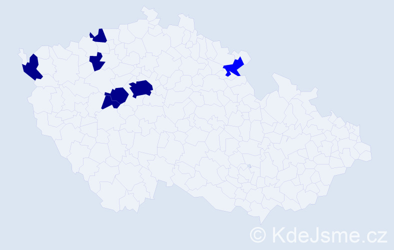 Příjmení: 'Smek', počet výskytů 13 v celé ČR