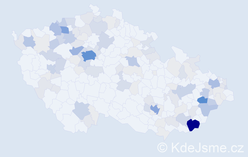 Příjmení: 'Zetková', počet výskytů 424 v celé ČR