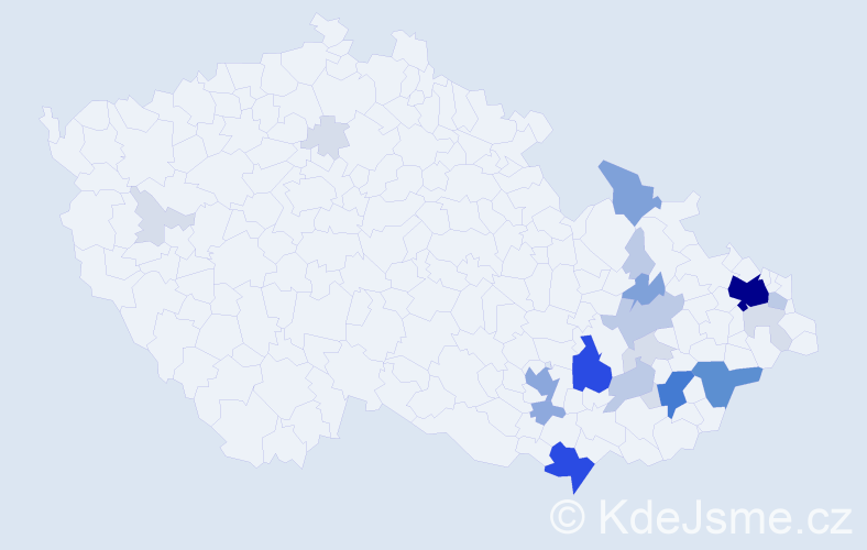 Příjmení: 'Vidlářová', počet výskytů 91 v celé ČR