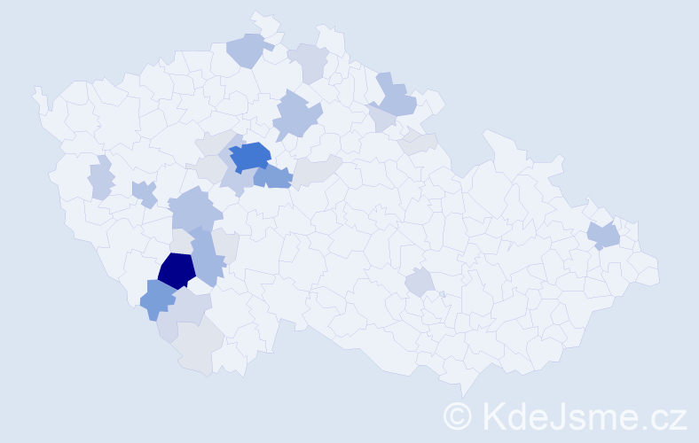 Příjmení: 'Pechlát', počet výskytů 117 v celé ČR
