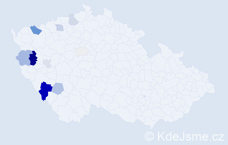 Příjmení: 'Černega', počet výskytů 15 v celé ČR