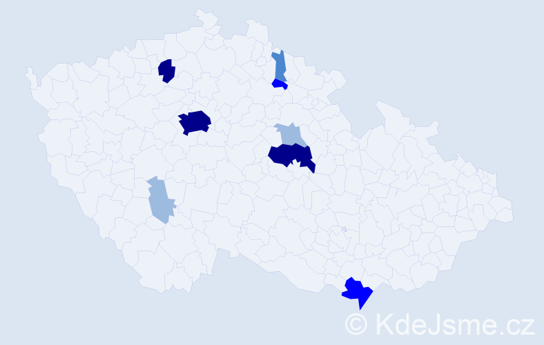 Příjmení: 'Heváková', počet výskytů 22 v celé ČR