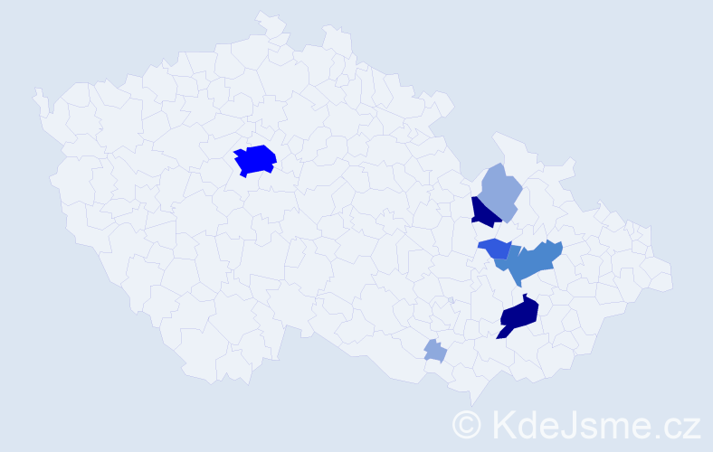 Příjmení: 'Geprt', počet výskytů 21 v celé ČR