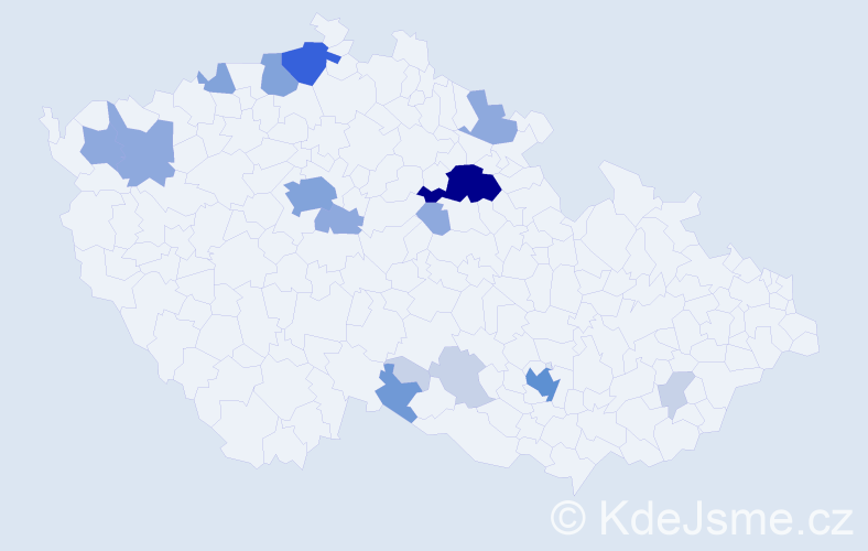 Příjmení: 'Klemera', počet výskytů 50 v celé ČR