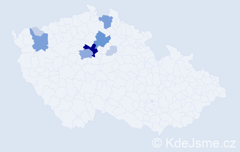 Příjmení: 'Mišnerová', počet výskytů 25 v celé ČR