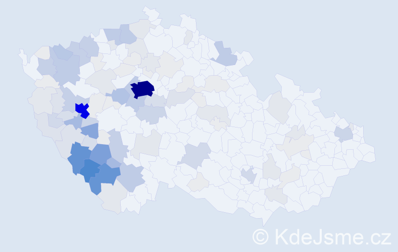 Příjmení: 'Kůs', počet výskytů 518 v celé ČR
