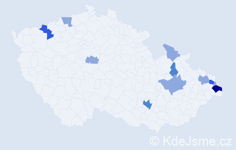 Příjmení: 'Čapkovičová', počet výskytů 23 v celé ČR