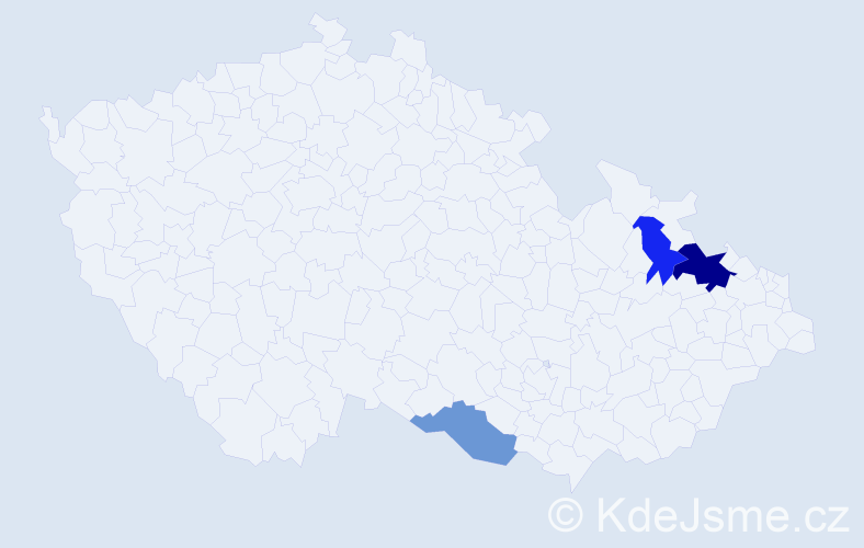 Příjmení: 'Mesrlová', počet výskytů 5 v celé ČR