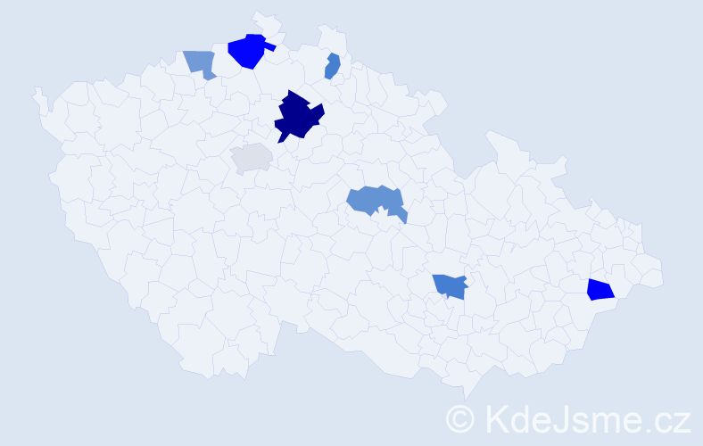Příjmení: 'Treglová', počet výskytů 11 v celé ČR