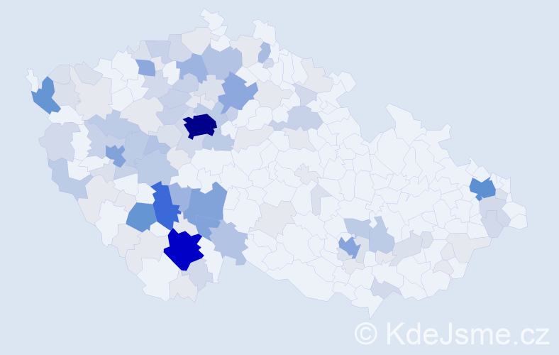 Příjmení: 'Rybák', počet výskytů 433 v celé ČR