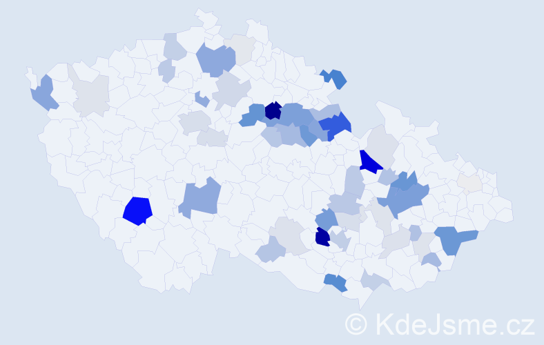 Příjmení: 'Barvířová', počet výskytů 160 v celé ČR