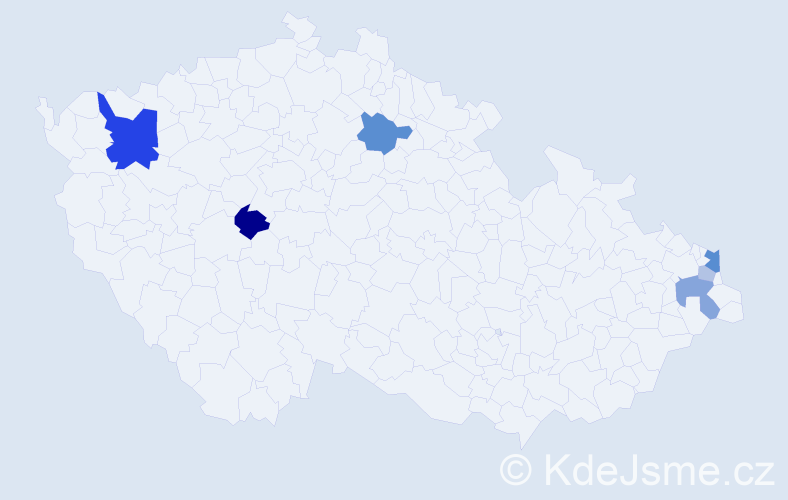 Příjmení: 'Kuzniková', počet výskytů 15 v celé ČR