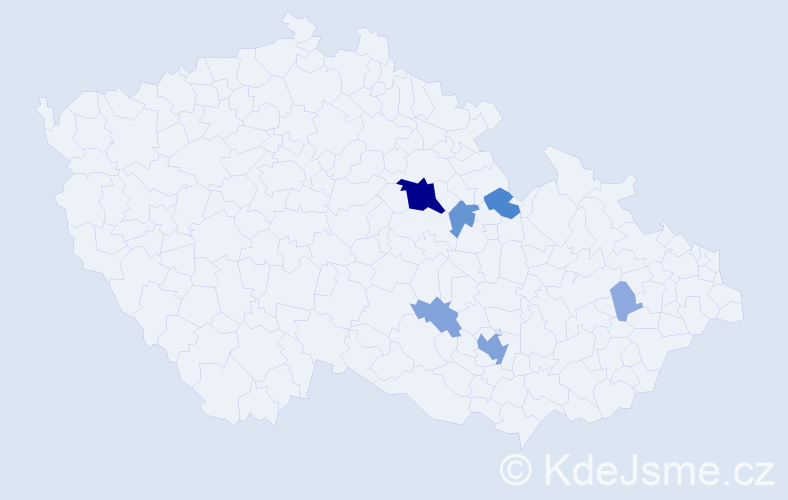 Příjmení: 'Tobešová', počet výskytů 20 v celé ČR