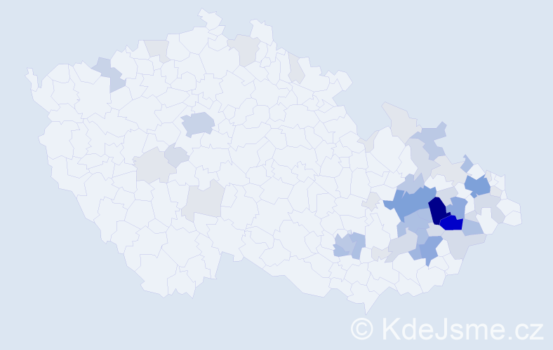 Příjmení: 'Kubeša', počet výskytů 186 v celé ČR
