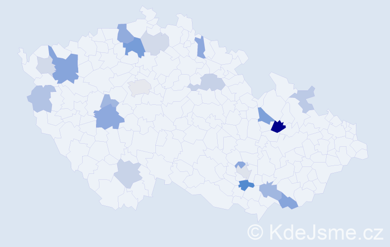 Příjmení: 'Vrablic', počet výskytů 45 v celé ČR