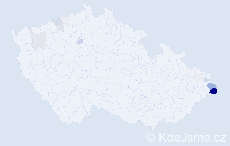 Příjmení: 'Tacina', počet výskytů 46 v celé ČR
