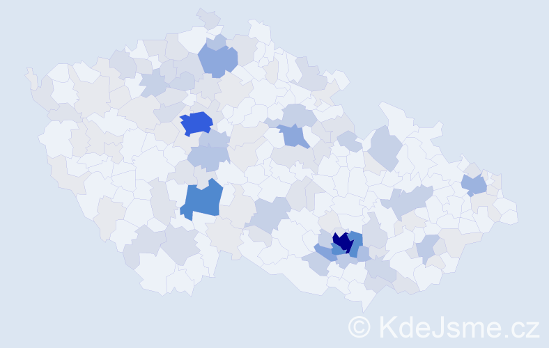 Příjmení: 'Pazourková', počet výskytů 392 v celé ČR