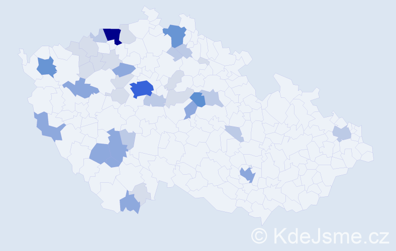 Příjmení: 'Perner', počet výskytů 109 v celé ČR