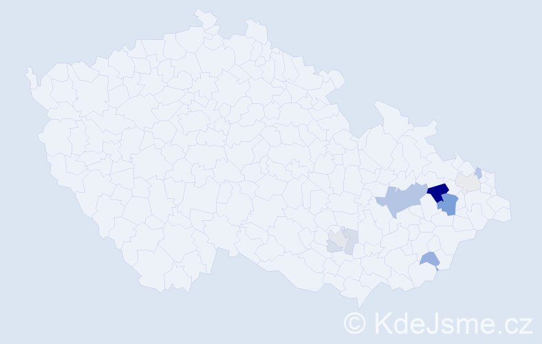 Příjmení: 'Klumpler', počet výskytů 19 v celé ČR