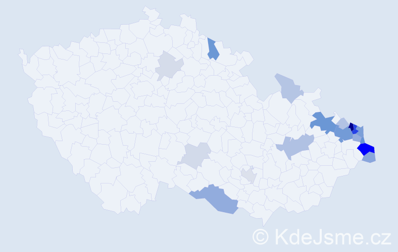 Příjmení: 'Kohutek', počet výskytů 64 v celé ČR