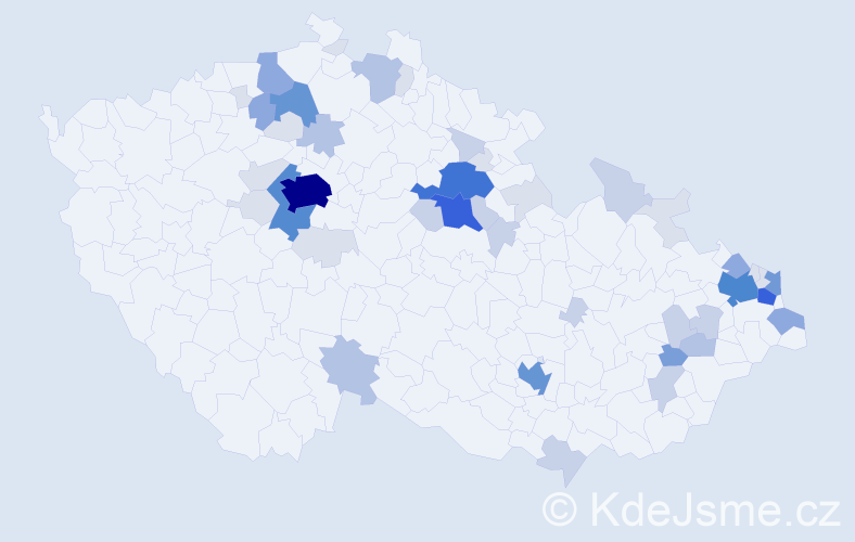 Příjmení: 'Malíř', počet výskytů 182 v celé ČR