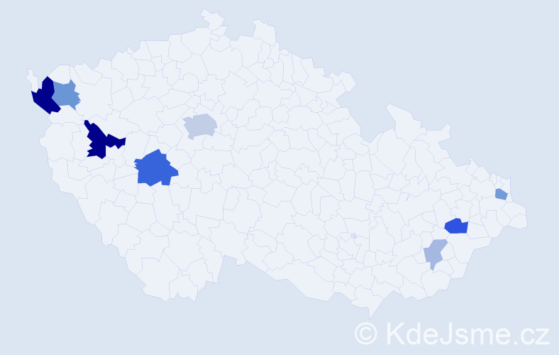 Příjmení: 'Čmok', počet výskytů 23 v celé ČR