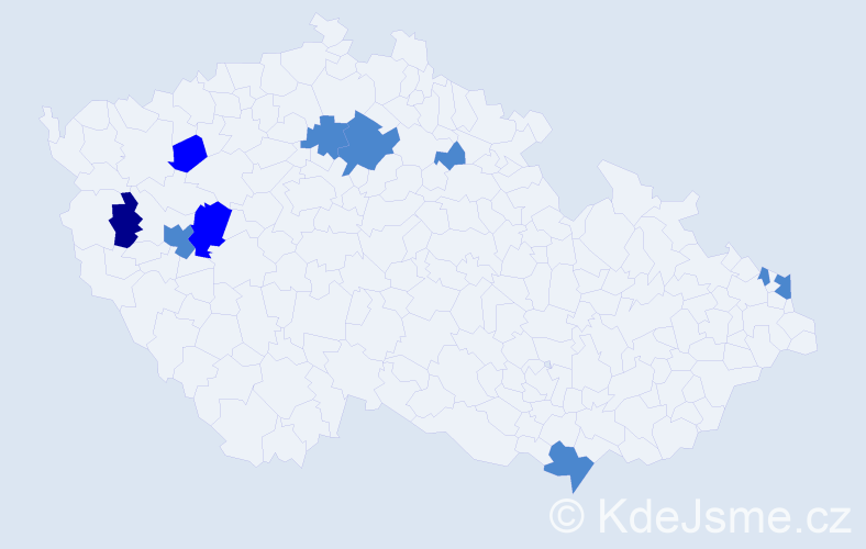 Příjmení: 'Bodis', počet výskytů 14 v celé ČR
