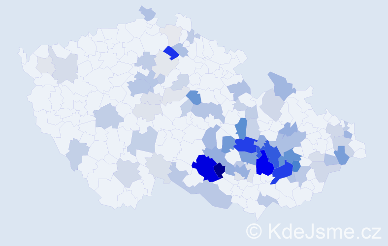 Příjmení: 'Jura', počet výskytů 312 v celé ČR