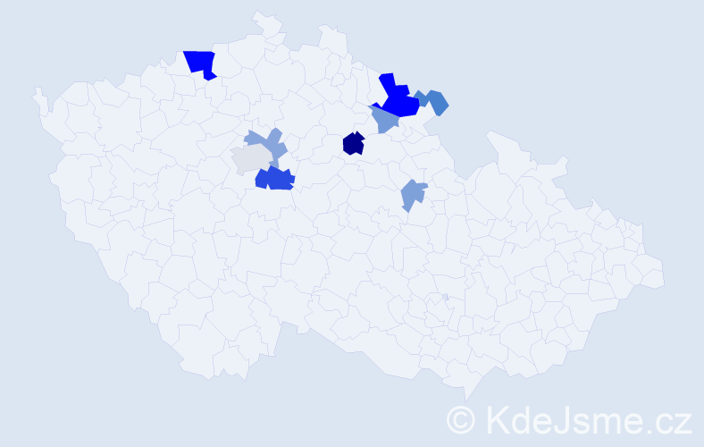 Příjmení: 'Doulík', počet výskytů 28 v celé ČR