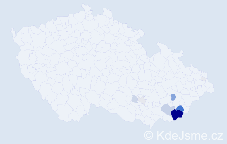 Příjmení: 'Kandrnál', počet výskytů 49 v celé ČR