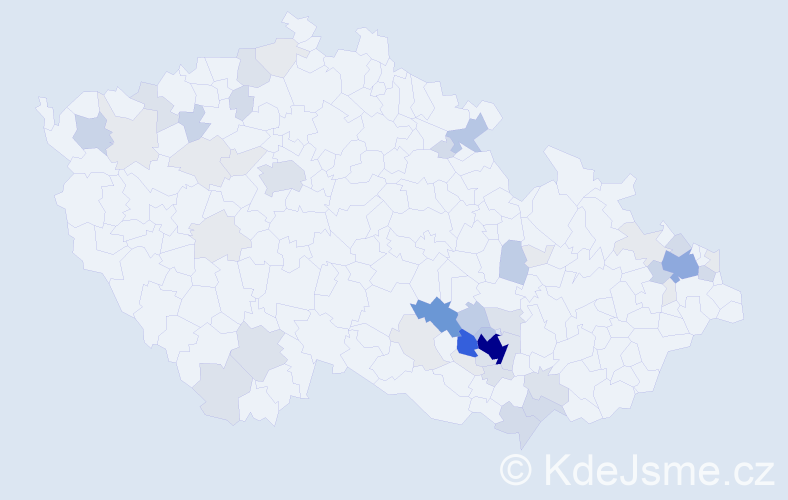 Příjmení: 'Hotárek', počet výskytů 190 v celé ČR