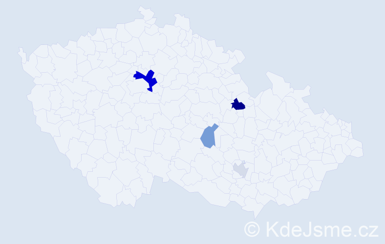 Příjmení: 'Teš', počet výskytů 9 v celé ČR