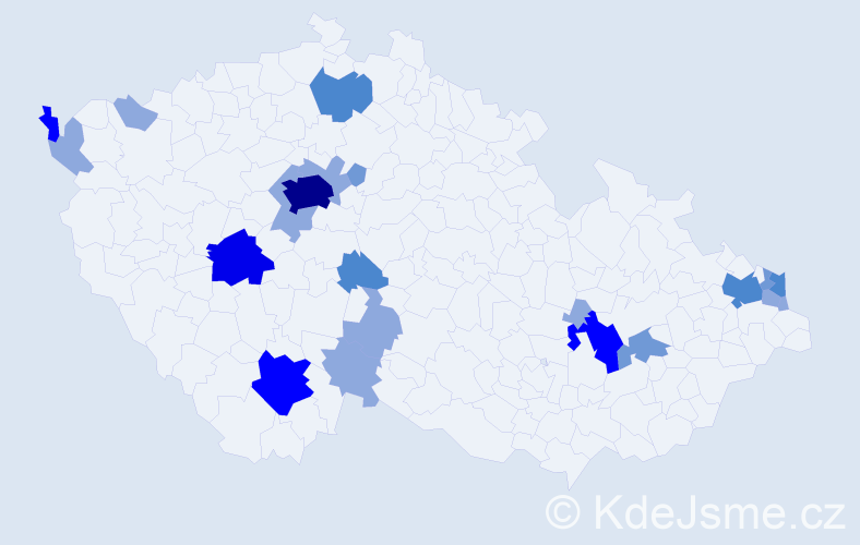 Příjmení: 'Benkovská', počet výskytů 50 v celé ČR