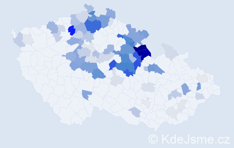 Příjmení: 'Dušánek', počet výskytů 288 v celé ČR