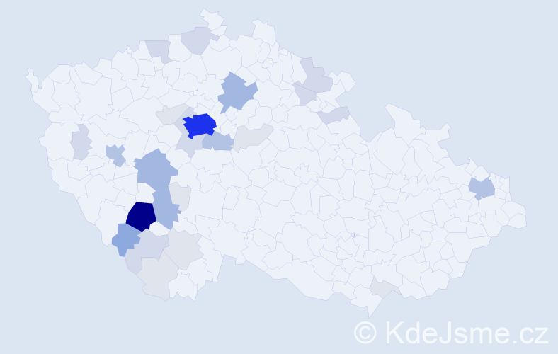 Příjmení: 'Pechlát', počet výskytů 109 v celé ČR
