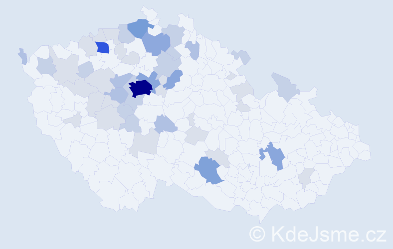 Příjmení: 'Jetel', počet výskytů 130 v celé ČR